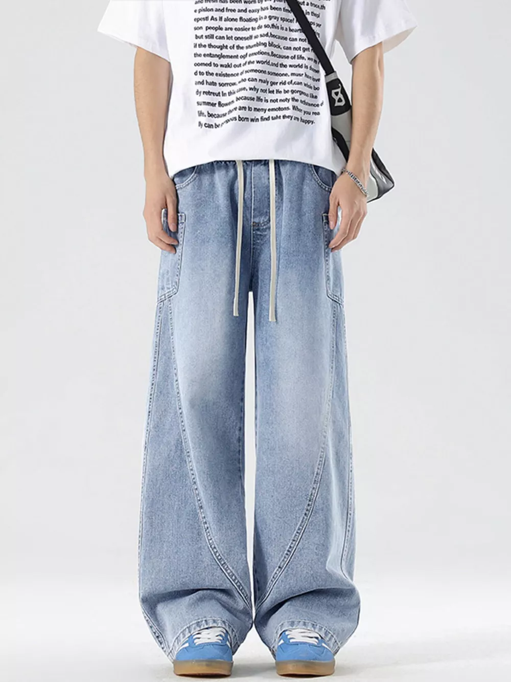 Men's Full Size Vintage Wash Wide Leg Jeans Plus Size, image 8
