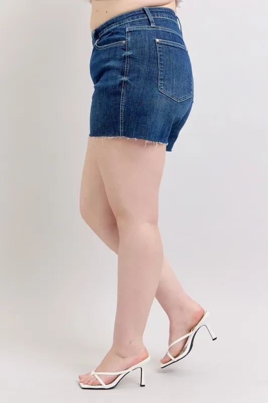 Full Size High Waist Criss-Cross Waistband Denim Shorts Plus Size, image 5