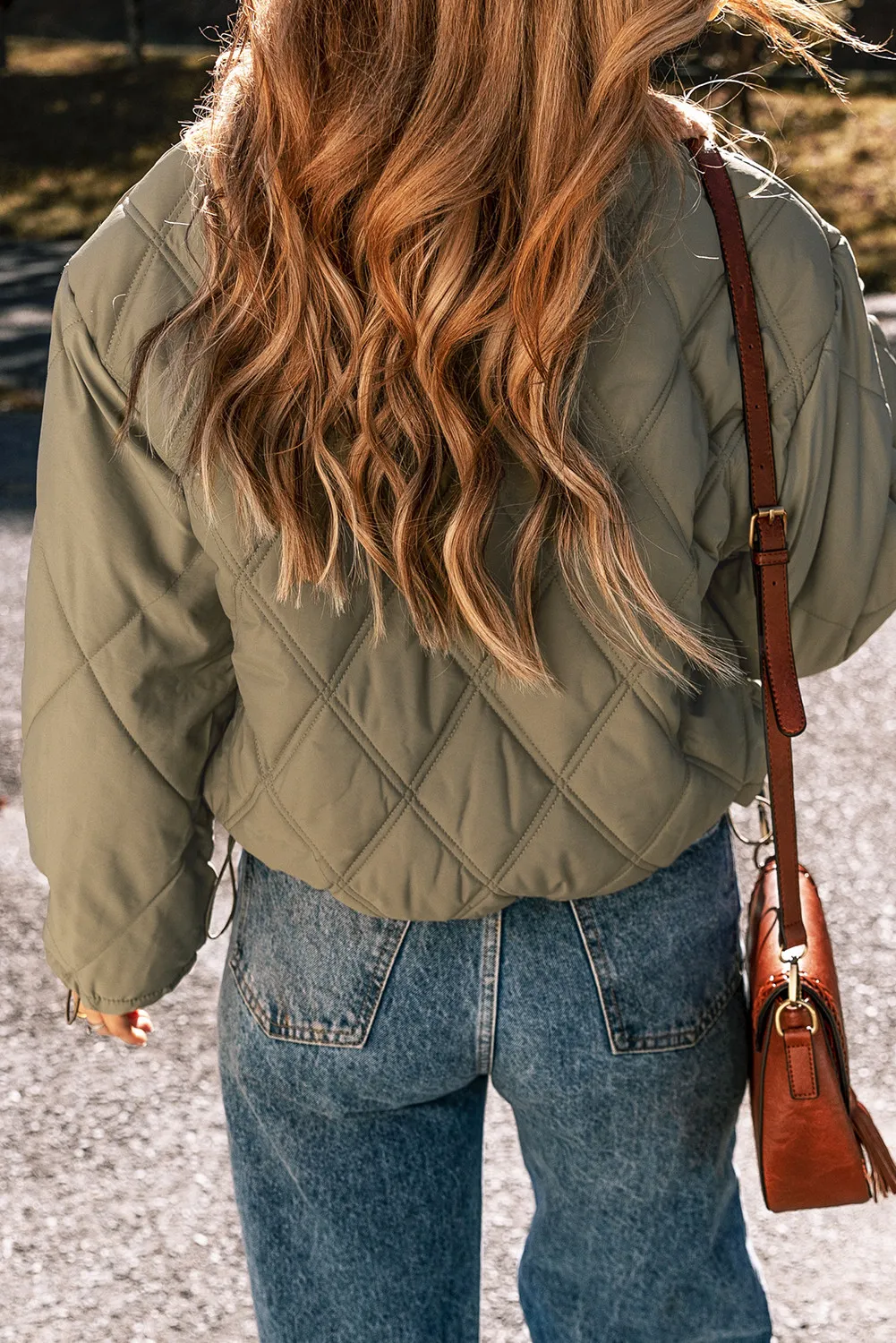 Drawstring Collared Neck Long Sleeve Winter Coat, image 4