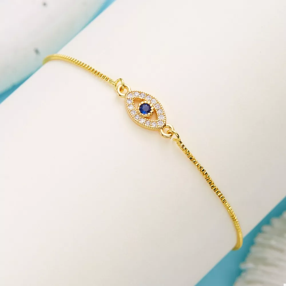 18K Gold-Plated Evil Eye Adjustable Bracelet, image 4