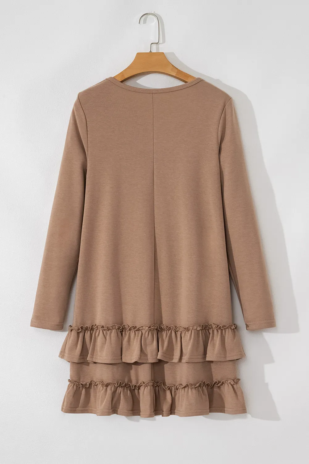 Ruffled Scoop Neck Three-Quarter Sleeve Mini Dress, image 3