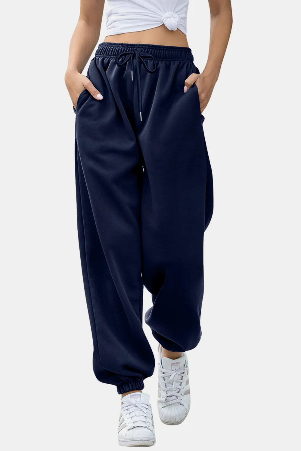 Elastic Waist Joggers with Pockets, image 24