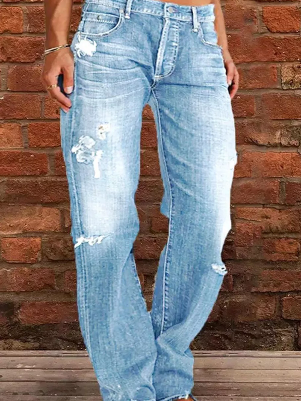 Full Size Distressed Raw Hem Jeans Plus Size, image 10