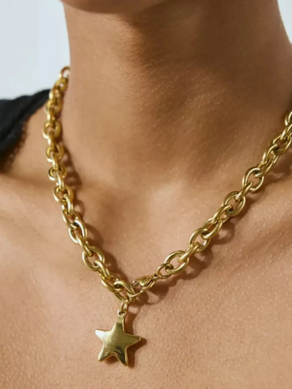 18K Gold-Plated Star Pendant Chain Necklace, image 2
