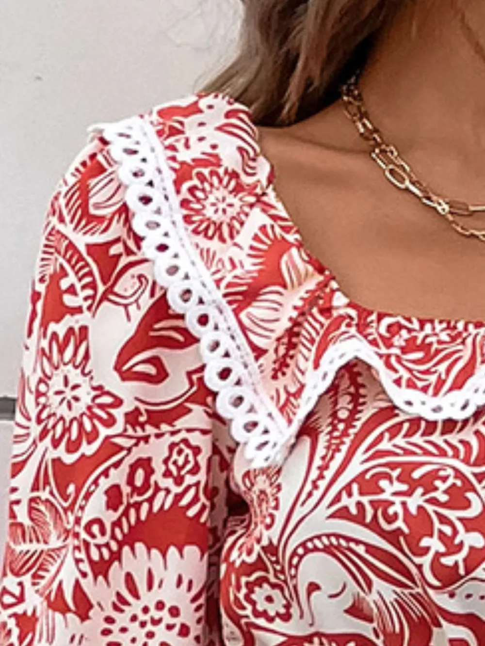 Printed Square Neck Long Sleeve Dress, image 6