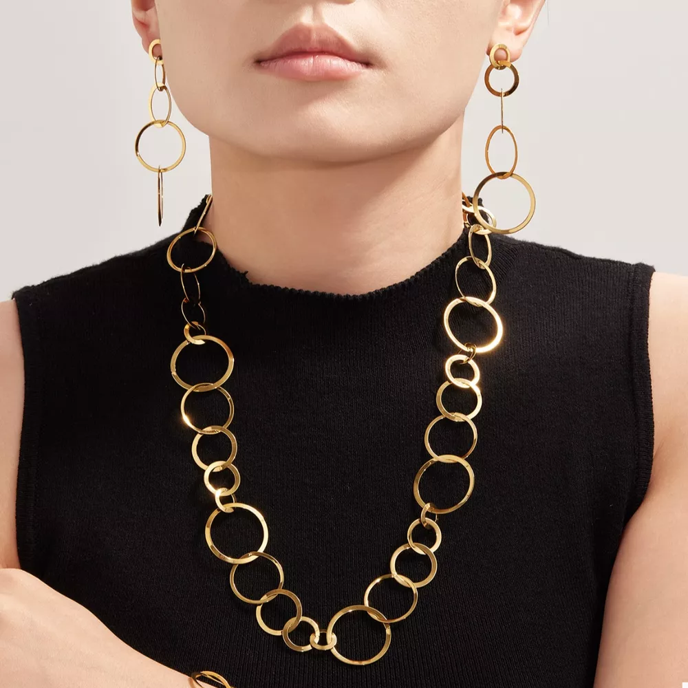 18K Gold-Plated Chain Link Statement Necklace, image 2
