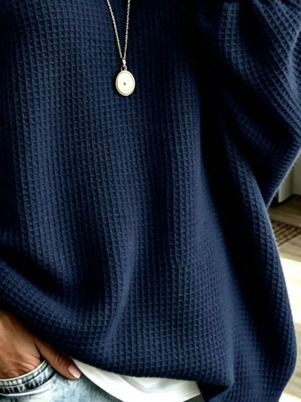 Full Size Waffle Knit Boat Neck Sweatshirt Plus Size, image 15
