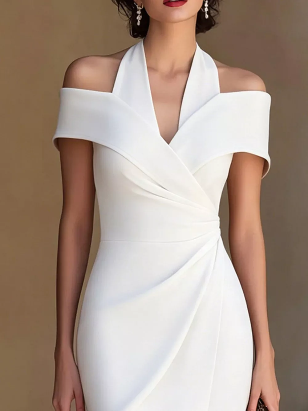 Cold Shoulder Halter Neck Midi Dress, image 4
