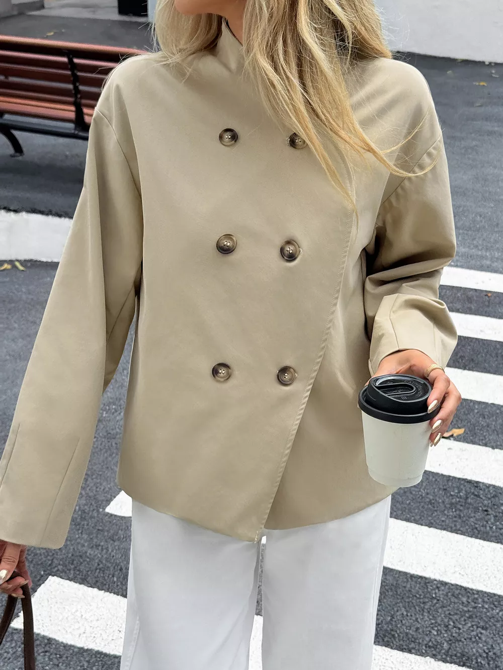 Double-Breasted Long Sleeve Jacket, image 11