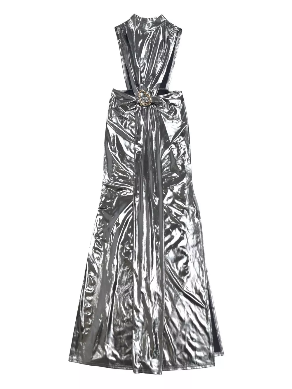 Mock Neck Cut-Out Ruched Maxi Dress, image 6