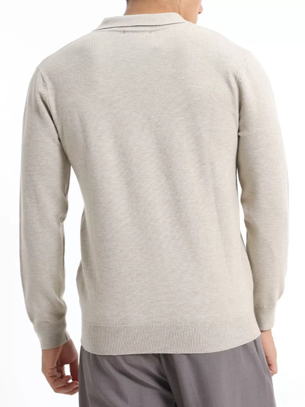 Men's Plus Size Long Sleeve Polo Collar Knit Top, image 8