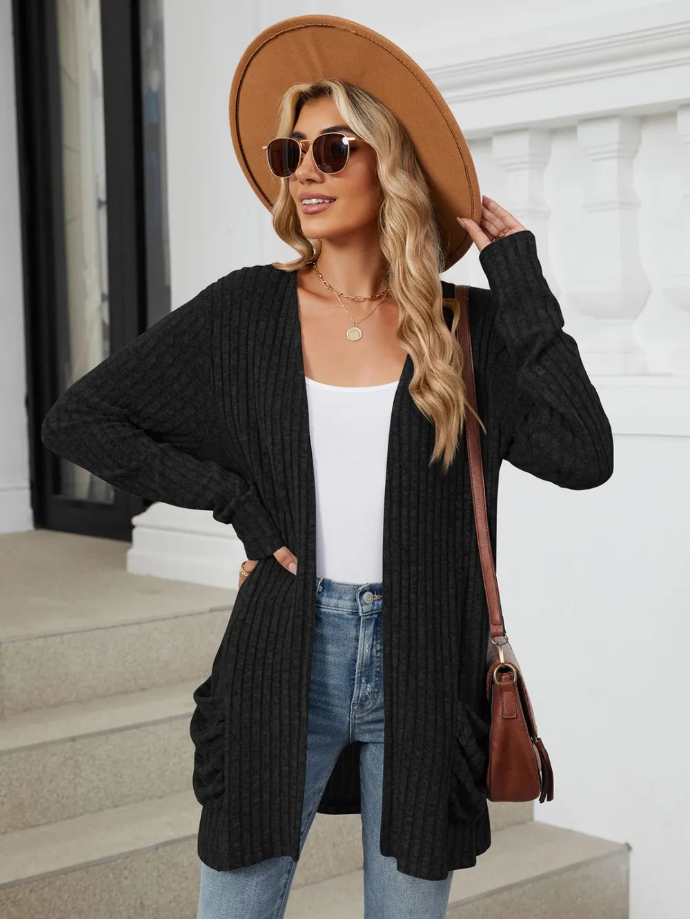 Pocketed Open Front Long Sleeve Cardigan, image 18