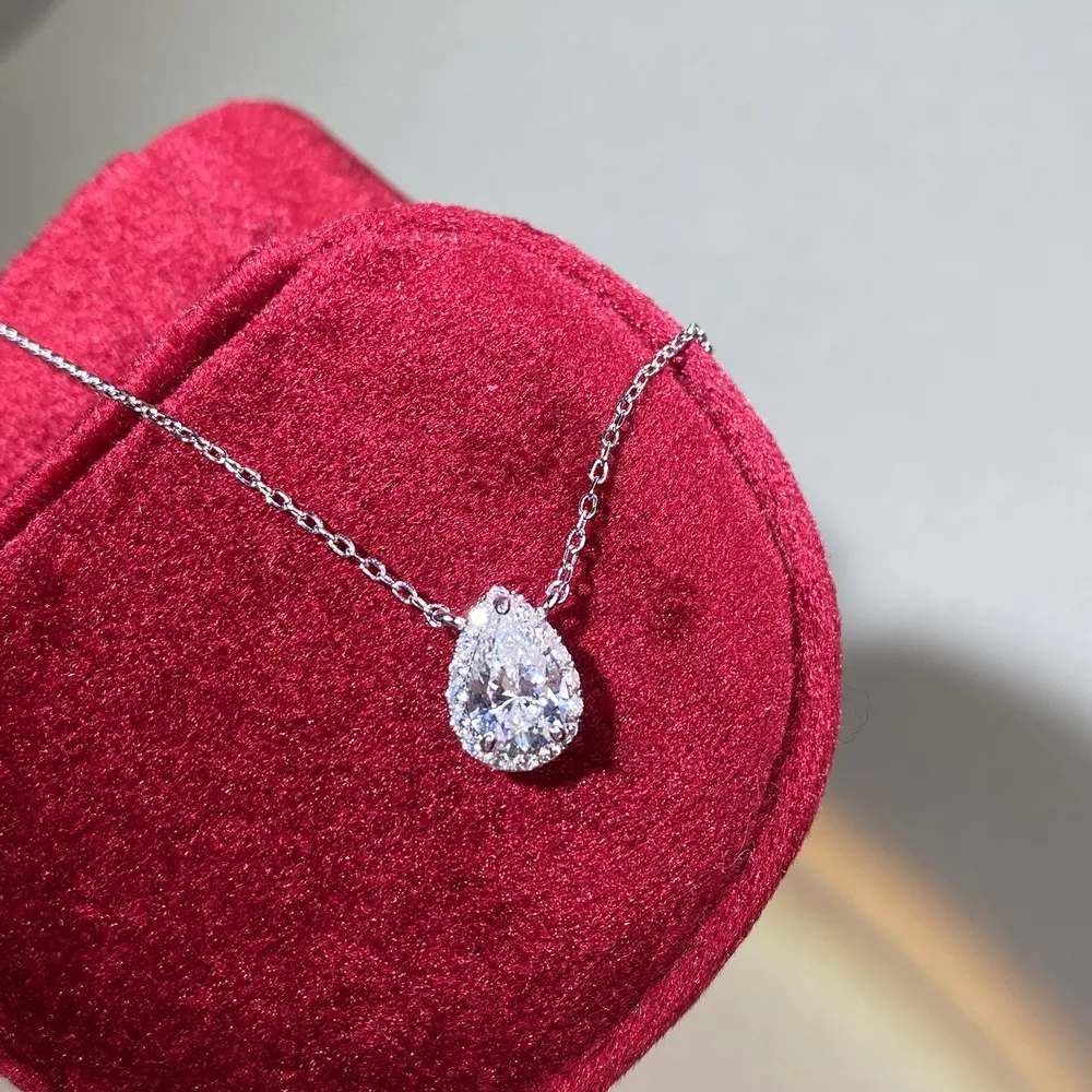 1.5 Carat 925 Sterling Silver Moissanite Teardrop Necklace, image 3