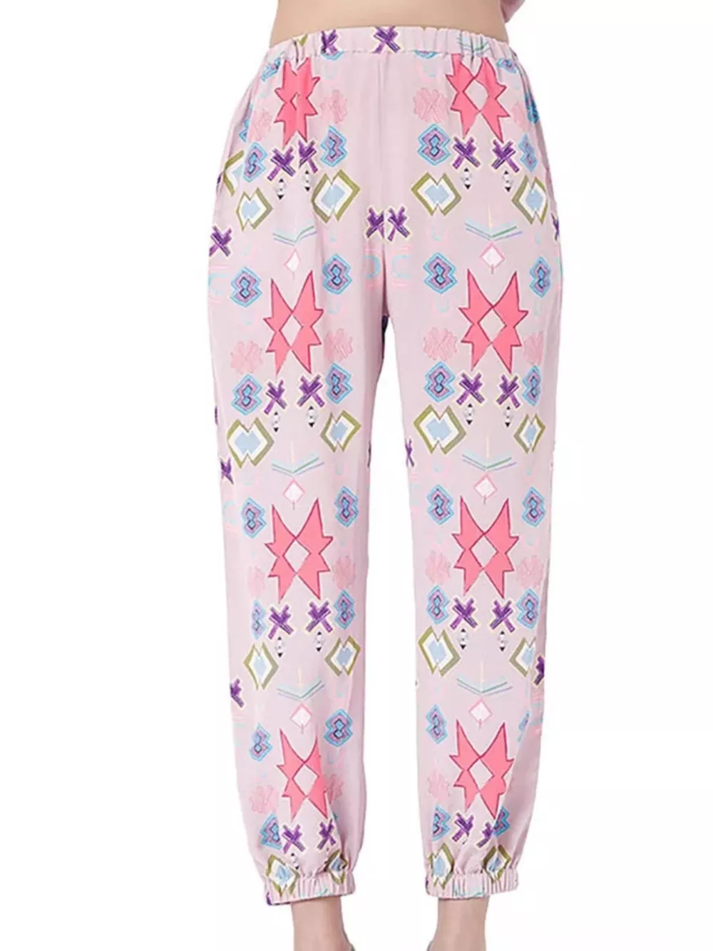 Printed Round Neck Long Sleeve Top and Pants Lounge Set, image 2