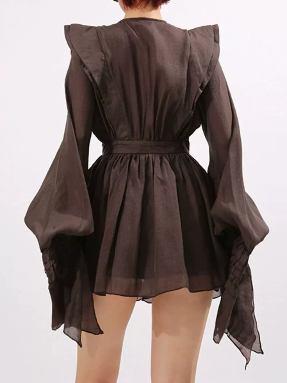 Ruffled Long Sleeve Mini Dress, image 3