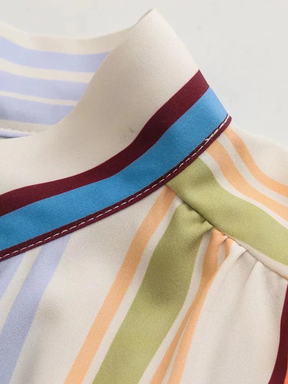 Striped Button Down Lantern Sleeve Shirt, image 6