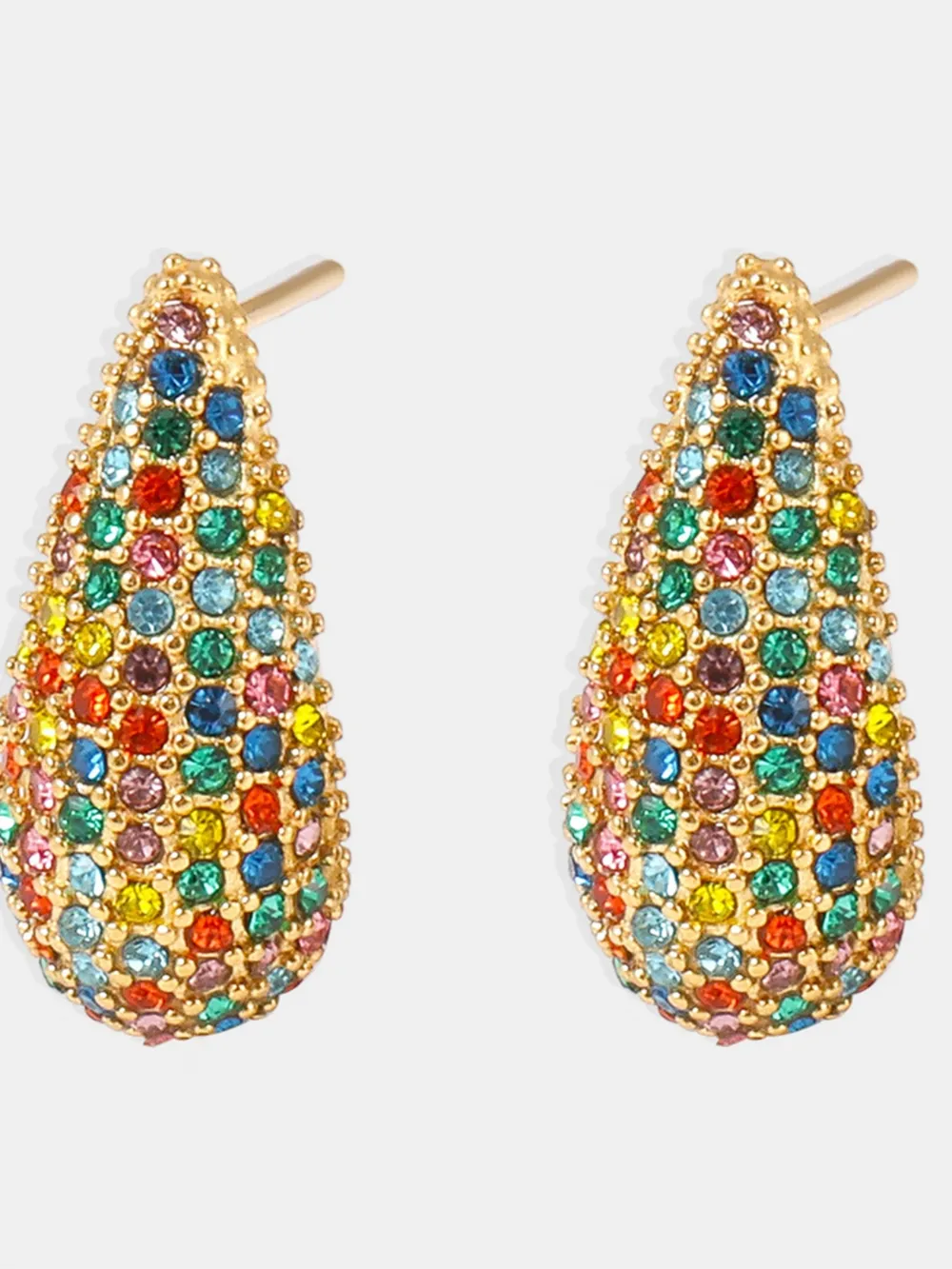 Stainless Steel Inlaid Zircon Teardrop Earrings, image 7