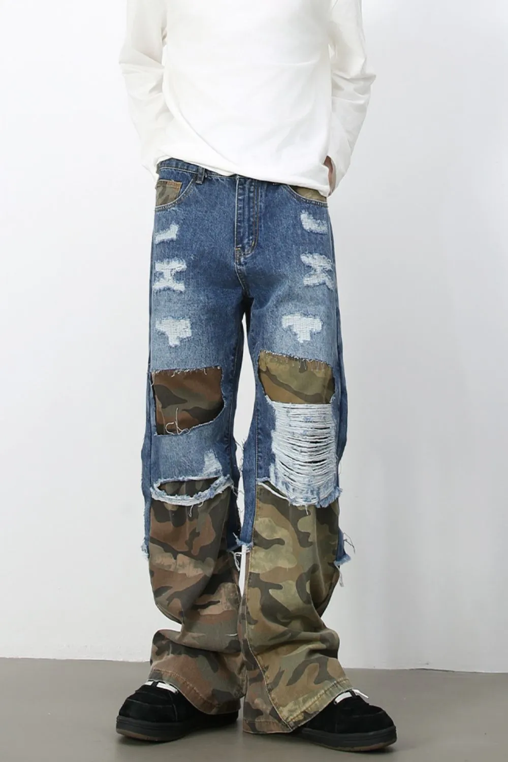 Men's Distressed Camouflage Jeans, image 5