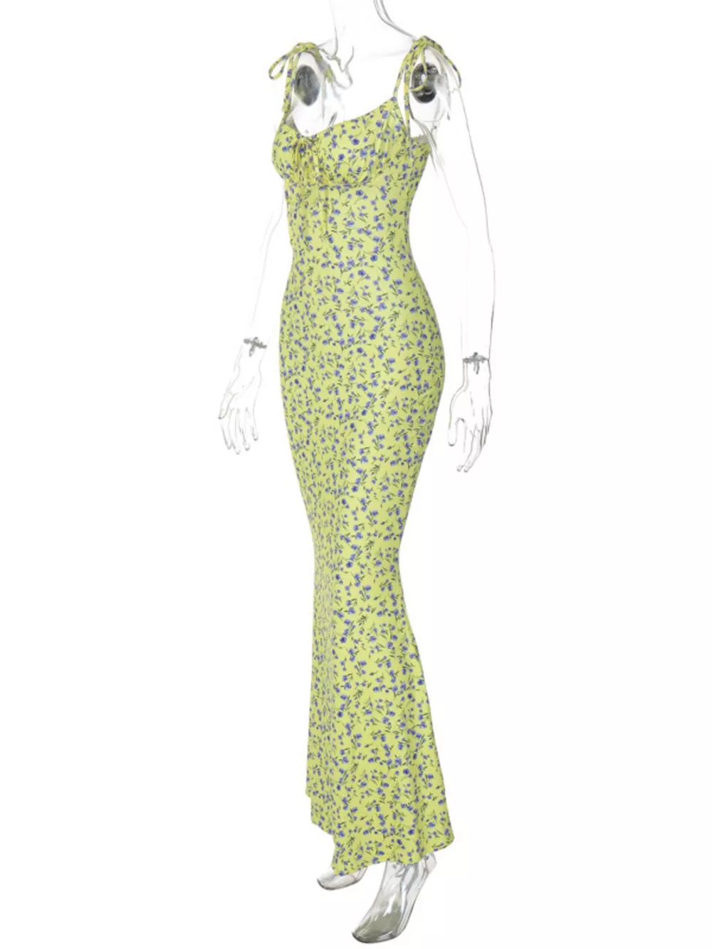 Floral Print Tie Strap Bodycon Maxi Dress, image 13