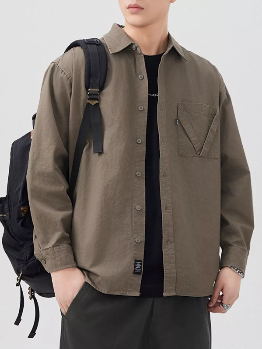Men's Plus Size Button Up Long Sleeve Shirt, image 8