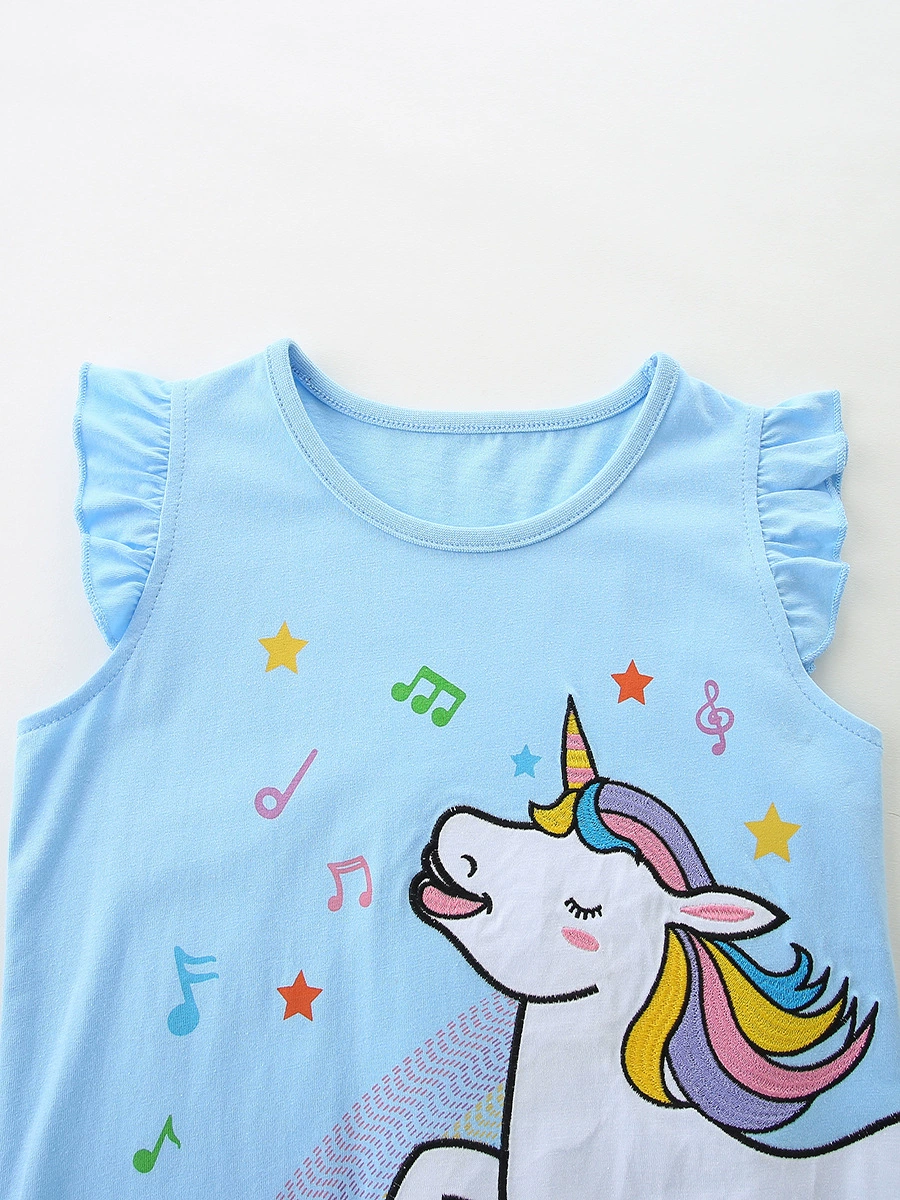Children's Unicorn Ruffle Trim Top and Shorts Set, image 3