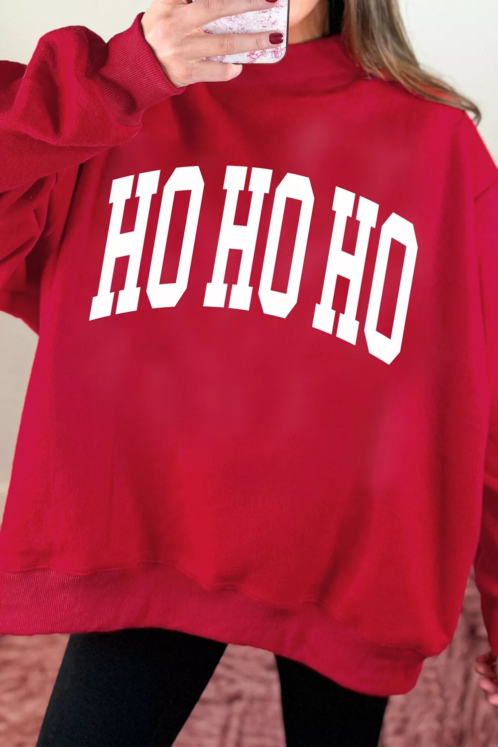 Christmas Slogan MERRY High Neck Tunic Holiday Sweatshirt, image 6
