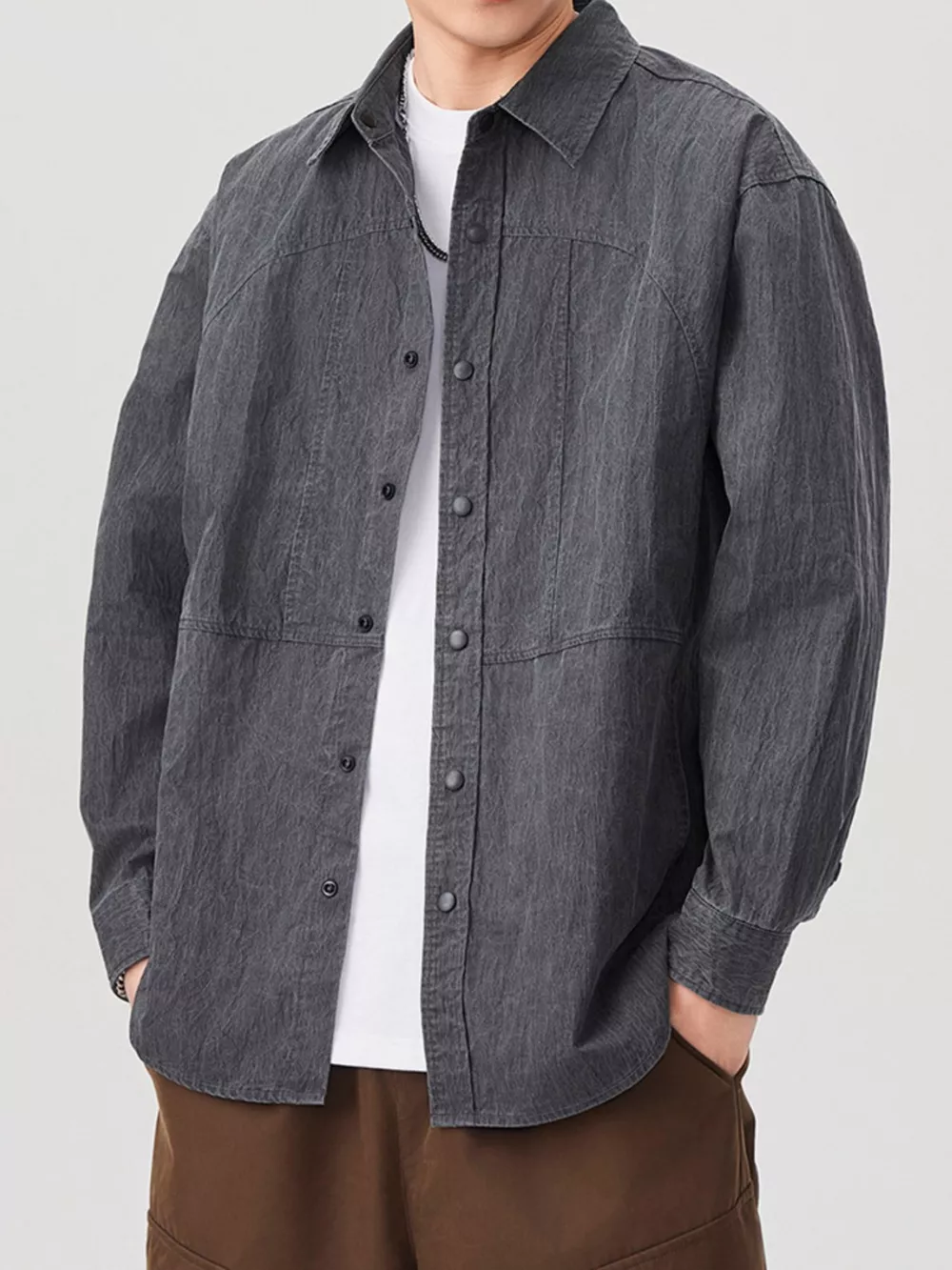 Men's Plus Size Button Up Long Sleeve Shirt