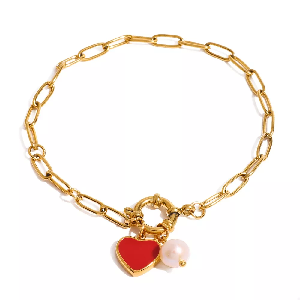 18K Gold-Plated Heart Charm Bracelet, image 5