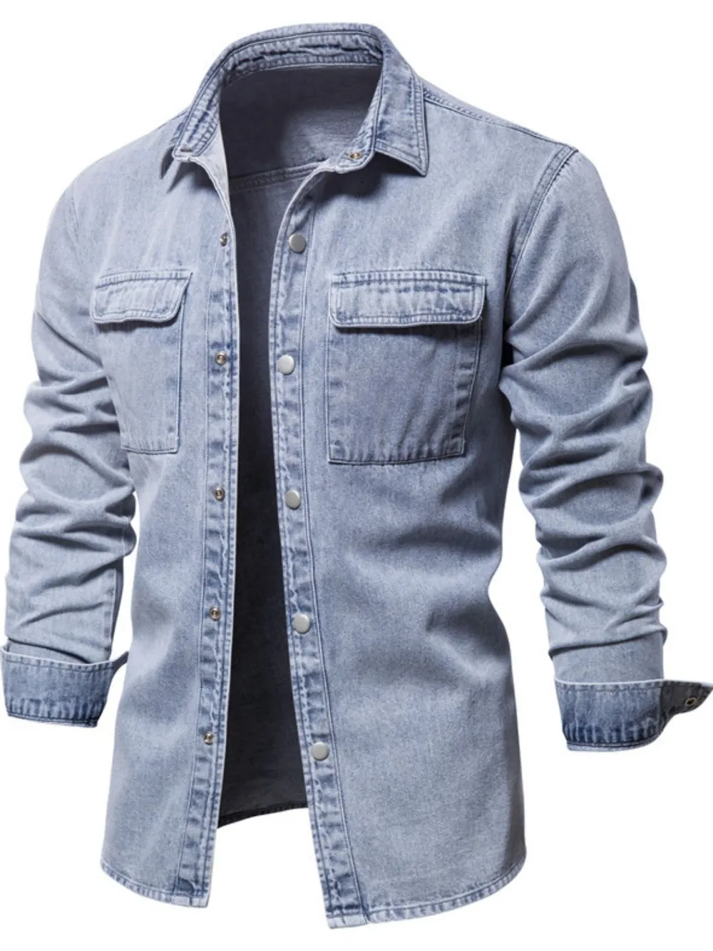 Men's Button Down Chest Pocket Denim Jacket, image 4