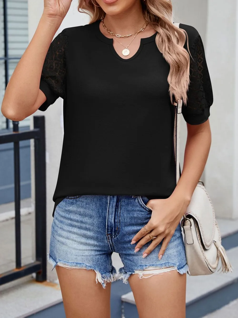 Lace Short Sleeve T-Shirt, image 11