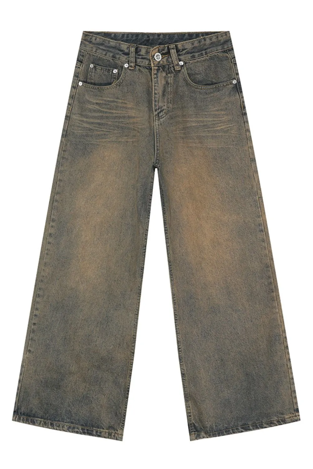 Washed Cat Whisker Straight Leg Jeans, image 6