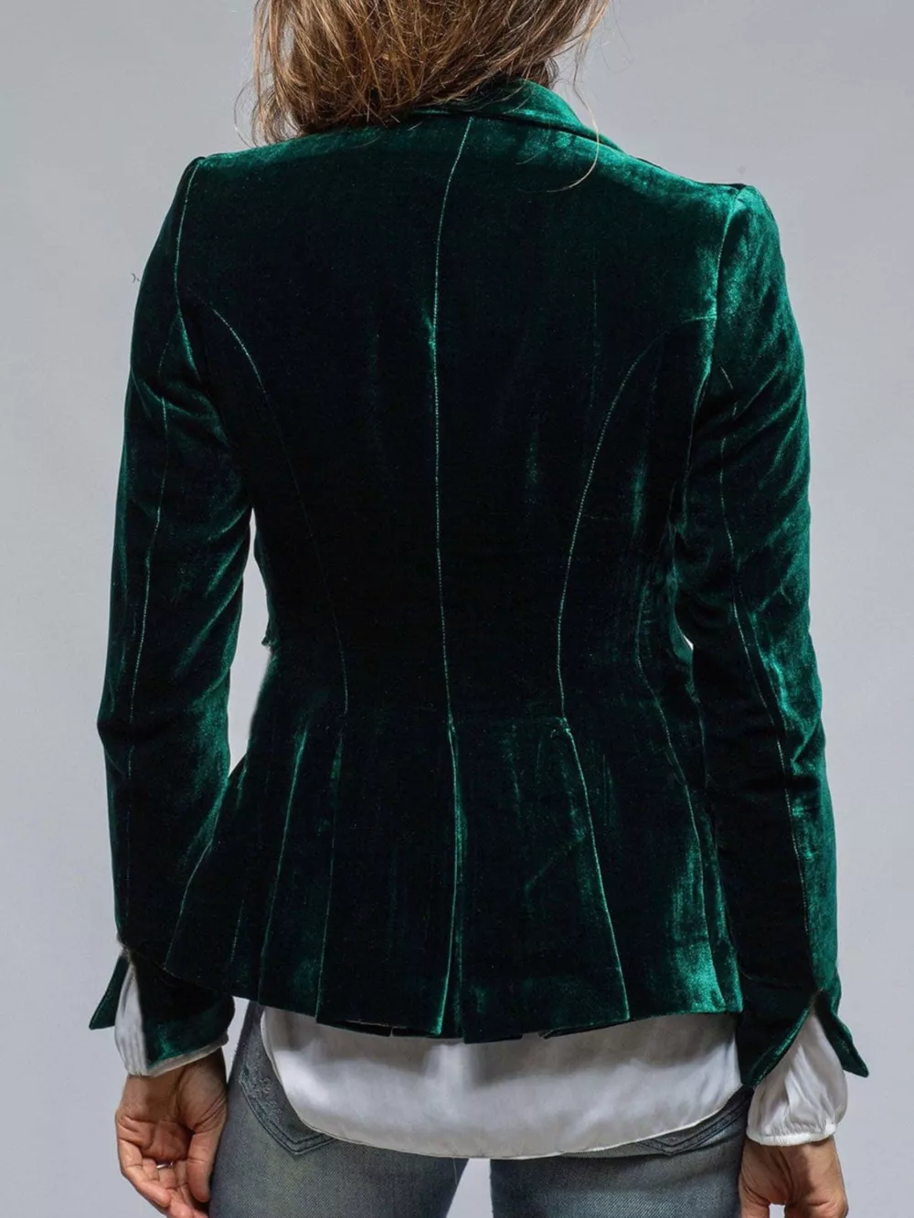 Velvet Lapel Collar Button Up Blazer, image 5