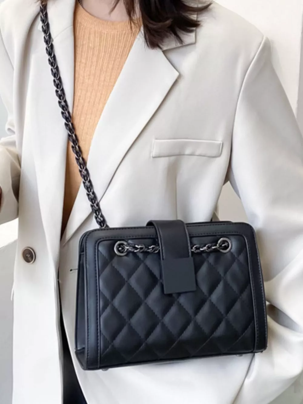 Quilted Chain Strap Shoulder Bag, image 4