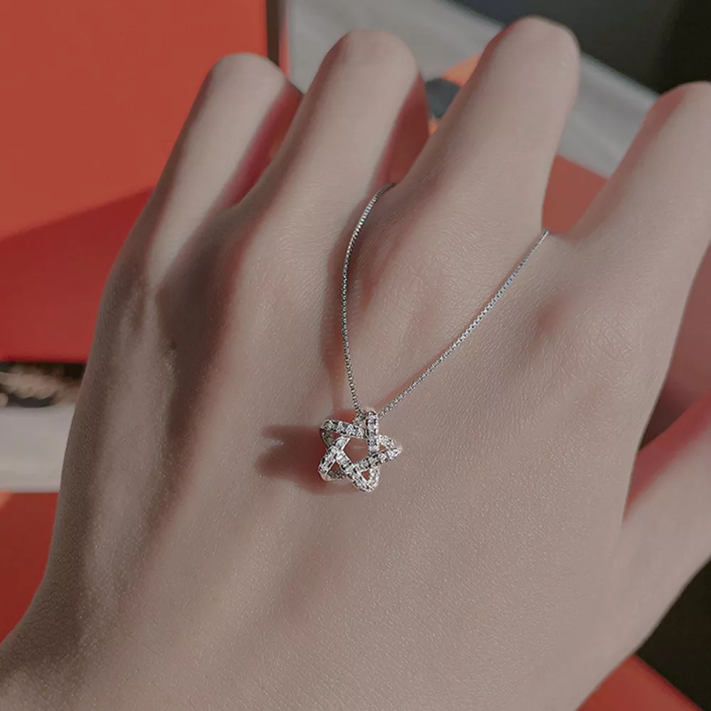 925 Sterling Silver Zircon Star Necklace, image 2