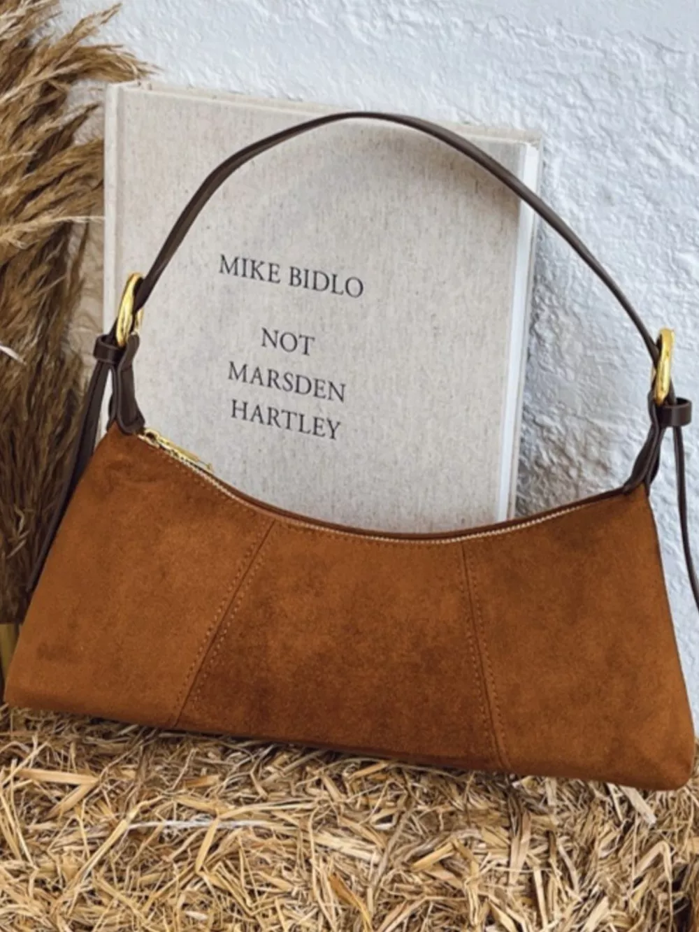 Vintage Suede Hobo Shoulder Bag, image 5