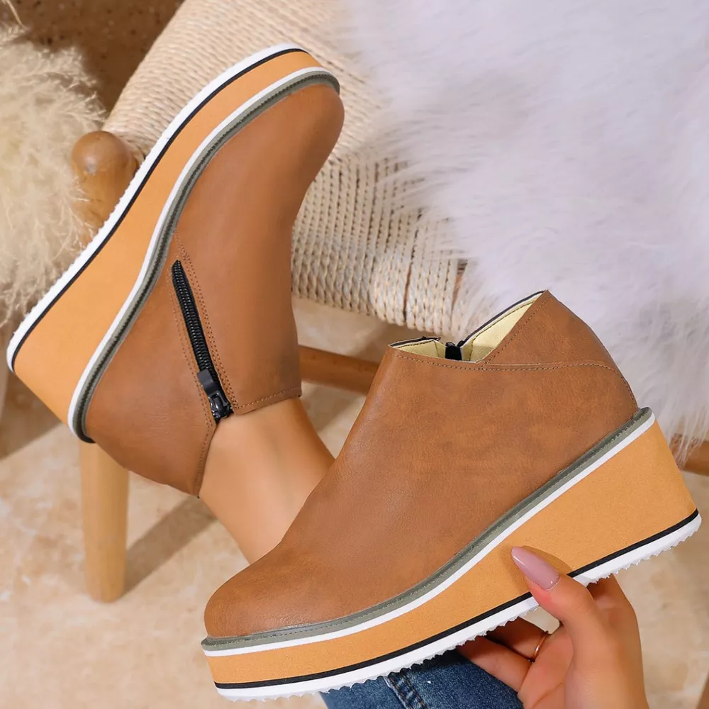 Round Toe Wedge Ankle Boots, image 7