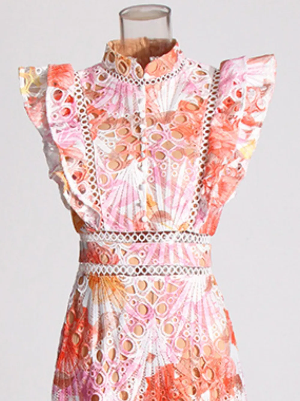 Ruffled Hollow Out Tiered Midi Dress, image 11