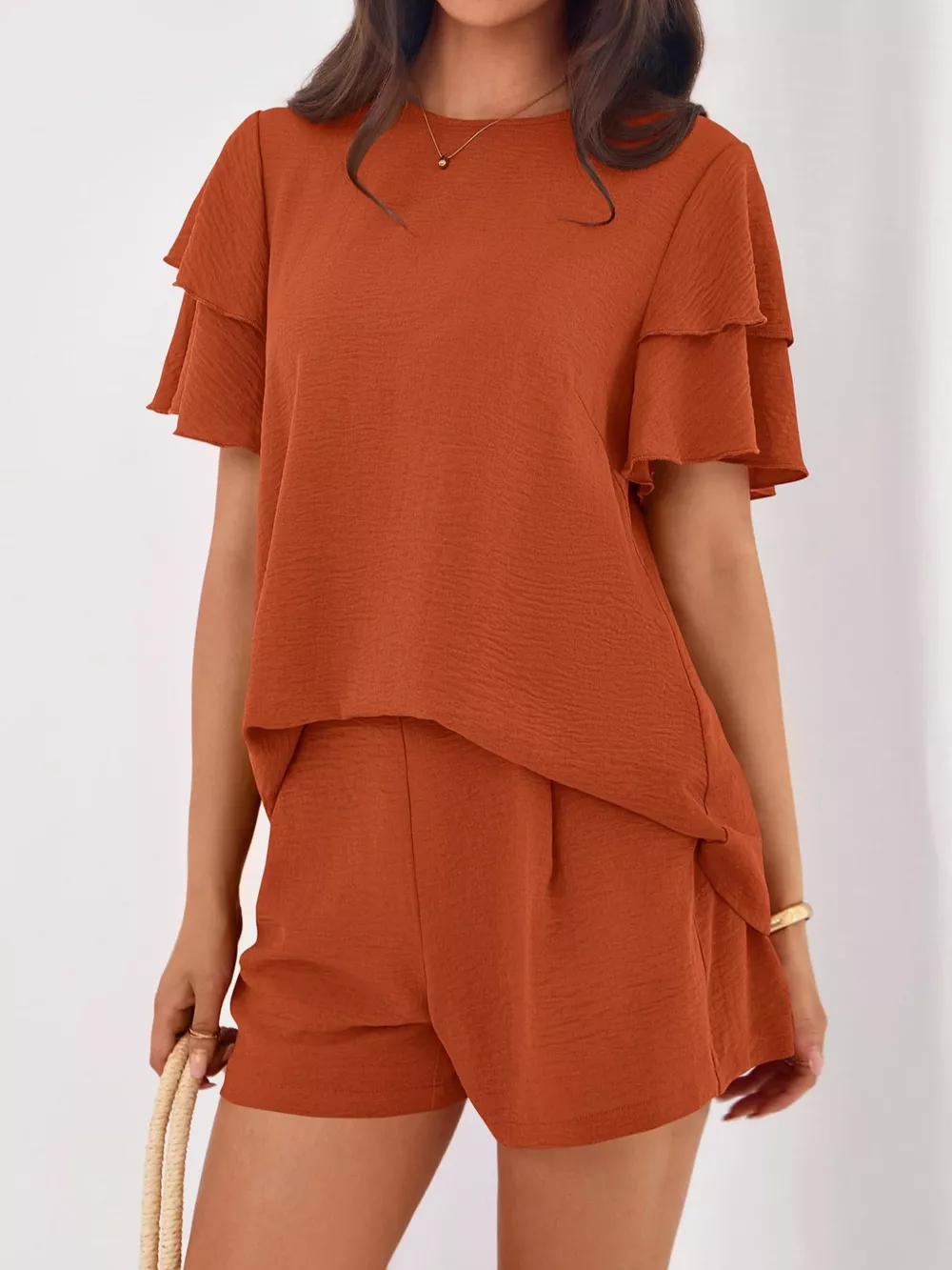 Ruffle Sleeve Top and Shorts Two-Piece Set, image 9
