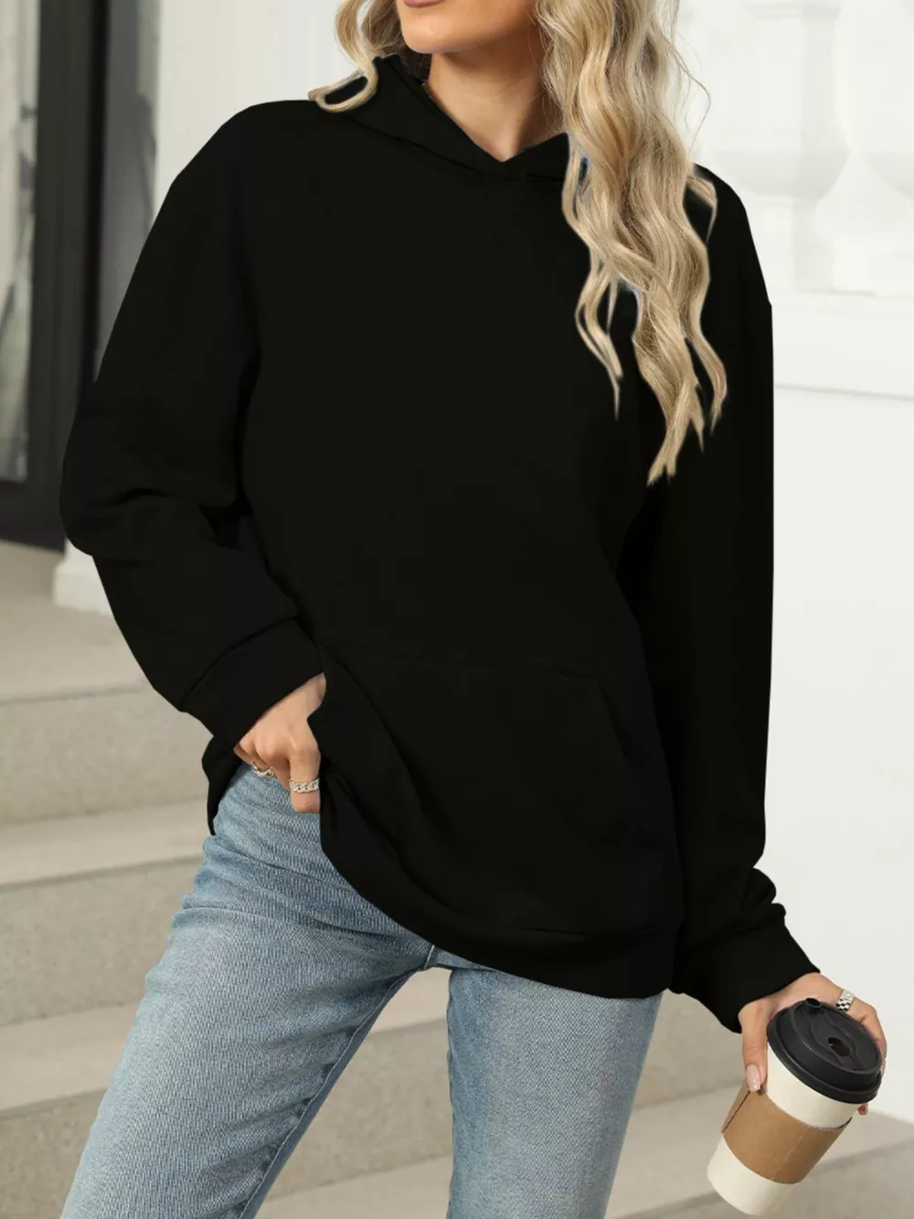 Kangaroo Pocket Long Sleeve Hoodie, image 13