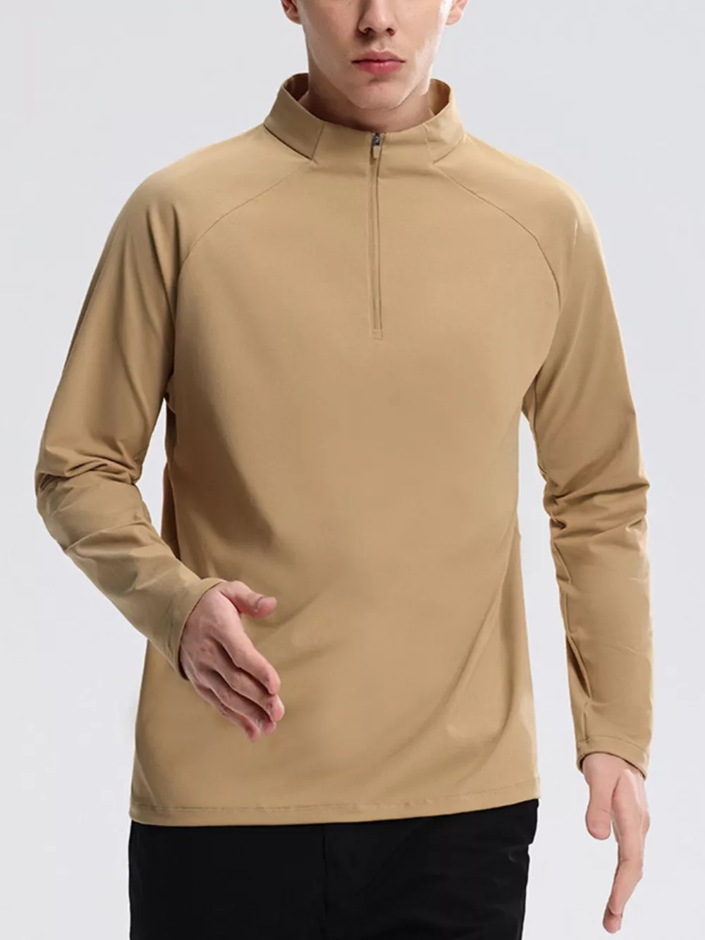 Men's Plus Size Half-Zip Long Sleeve Sweatshirt, image 4