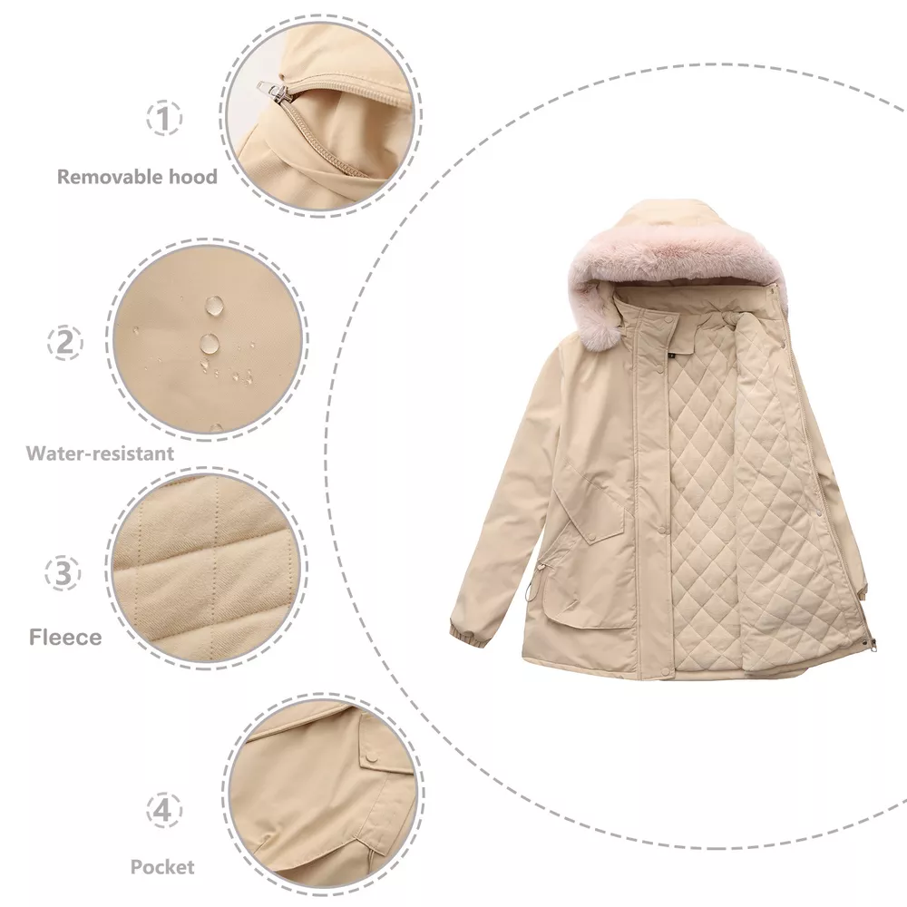 Full Size Fur Hooded Warm Winter Parka Outerwear Plus Size, image 12