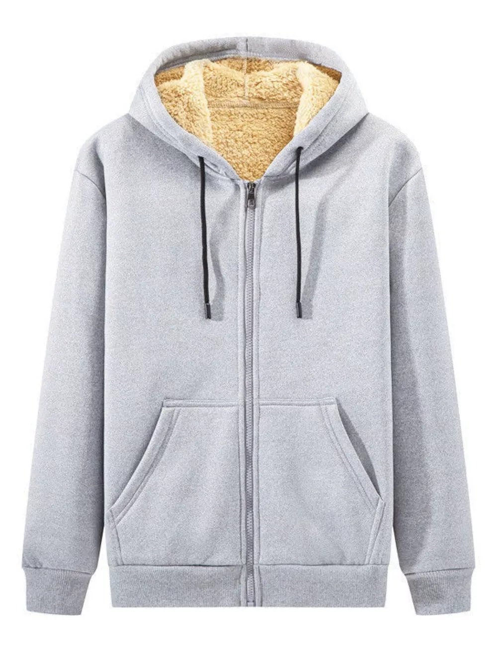 Men's Plus Size Sherpa Lined Zip Up Hoodie, image 2