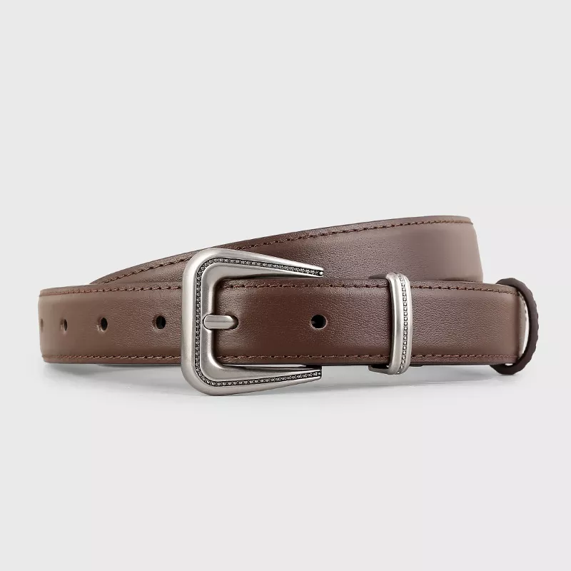 Leather Belt with Silver Buckle, image 4