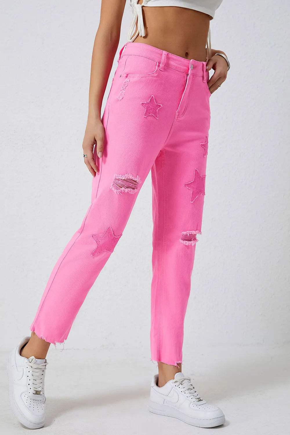 Star Raw Hem Distressed Jeans, image 4