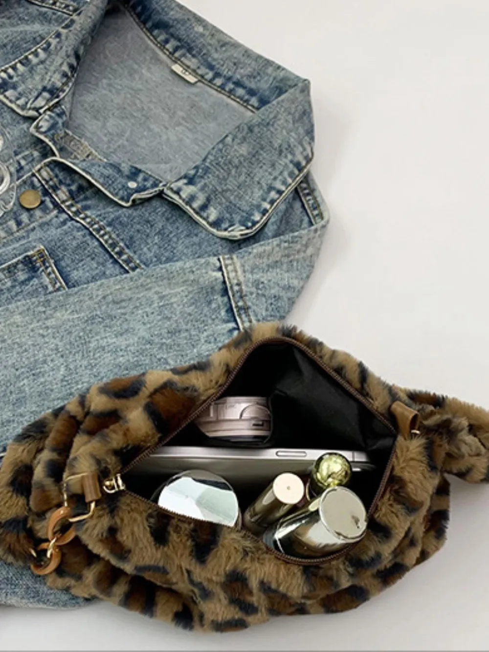 Leopard Fluff Shoulder Bag, image 6