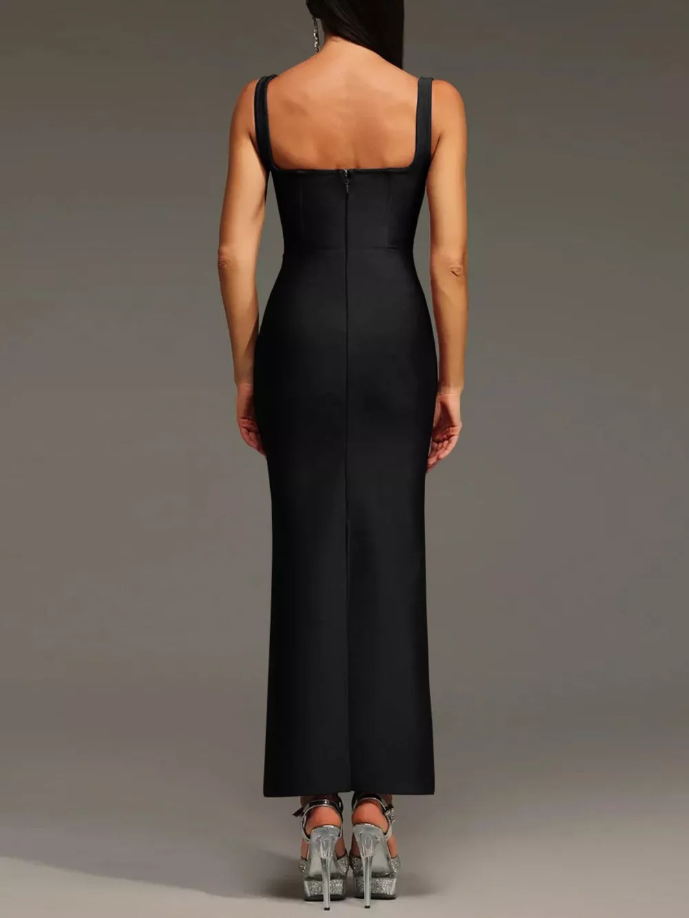 Rhinestone Embellished Bodycon Maxi Dress, image 2