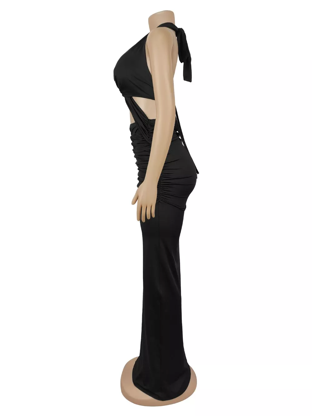 Backless Cut-Out Maxi Dress with Gold Hardware Detail, image 8