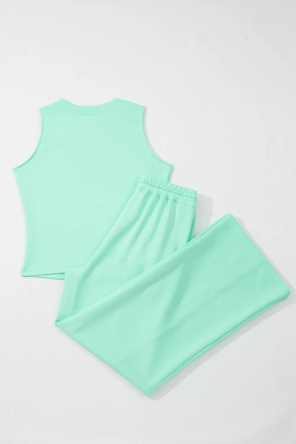 Drawstring Elastic Waistband Solid Color Two Piece Casual Set, image 5