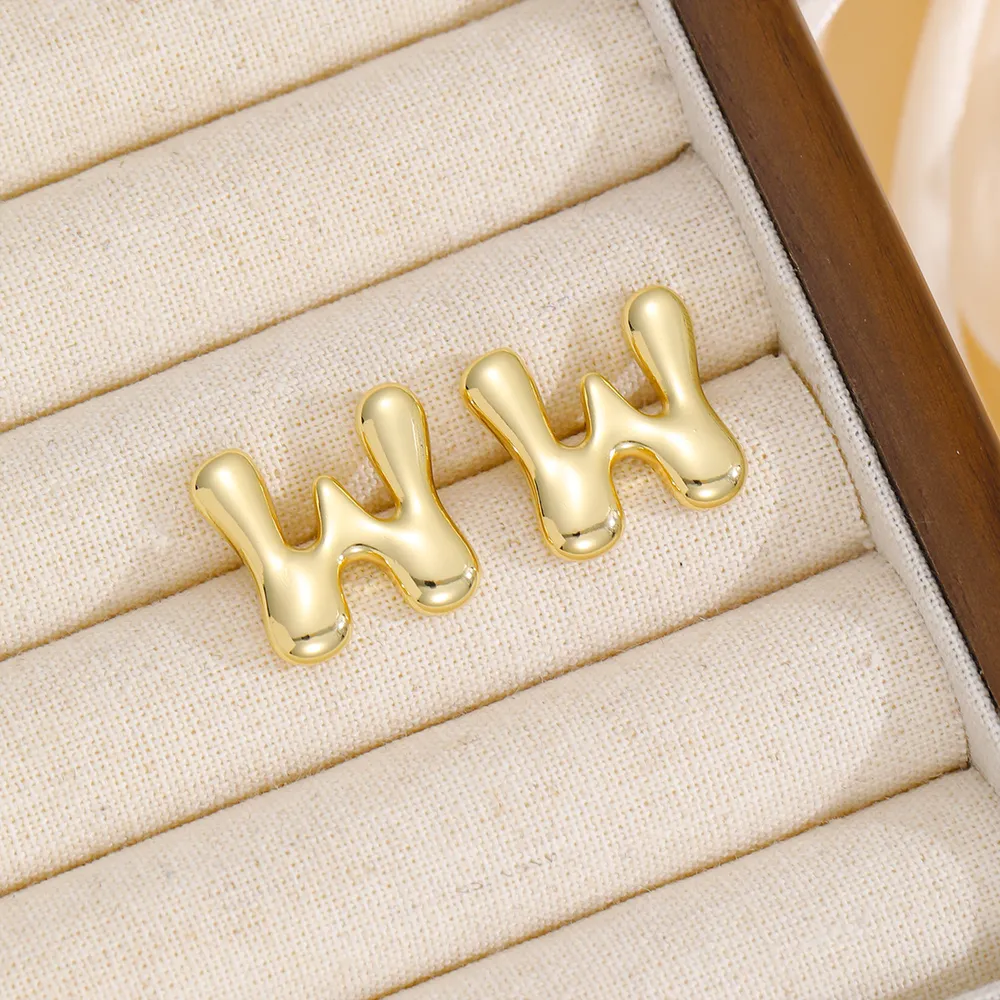 18K Gold-Plated Bubble Letter Stud Earrings, image 11