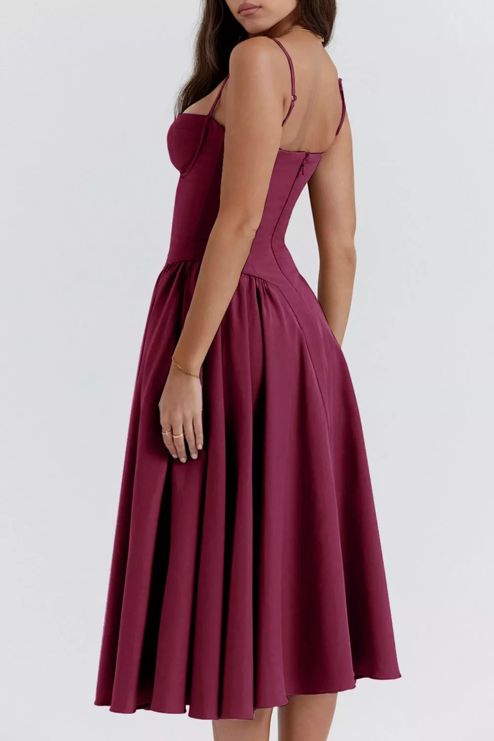 Sweetheart Neck Ruched Midi Dress, image 8